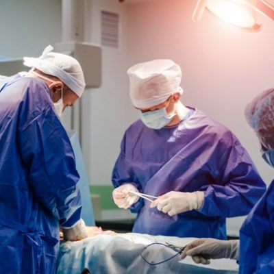 Medical team performing operation