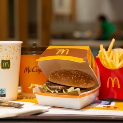 Typical fast food on a table