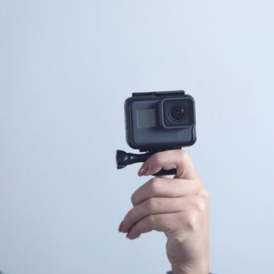 Handheld video camera.