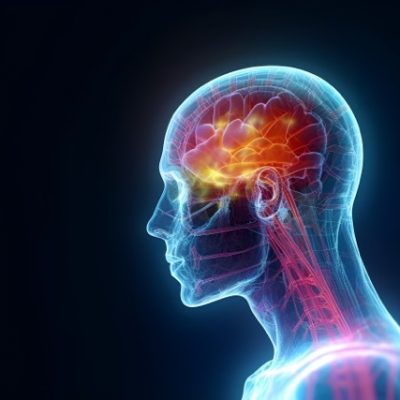 Portrait of human brain anatomy.
