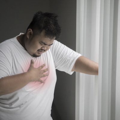 Man with obesity having heart issues