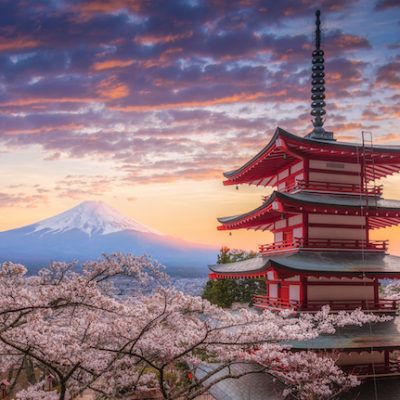 Mount Fujisan with cherry blossoms.