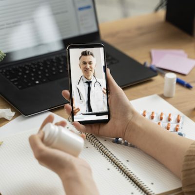 Patient having a telehealth consultation.