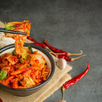 Kimchi ready to eat in a bowl.
