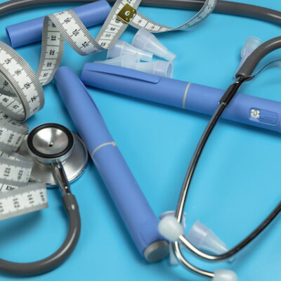Obesity medication and stethascope.