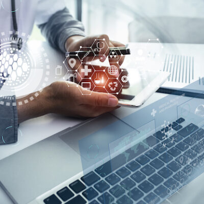 Doctor using digital tools.
