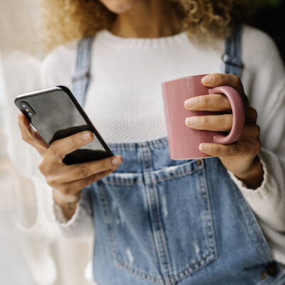 Woman using smartphone.