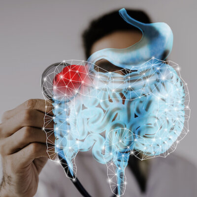 Gut health being examined by a doctor.