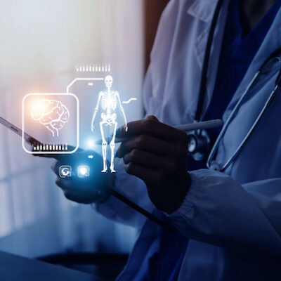 Doctor working with digital medical interface