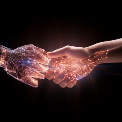 Computer interpretation of AI and Digital Twin technology.