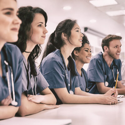 Medical students in a classroom.