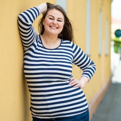 Smiling cheerful woman .