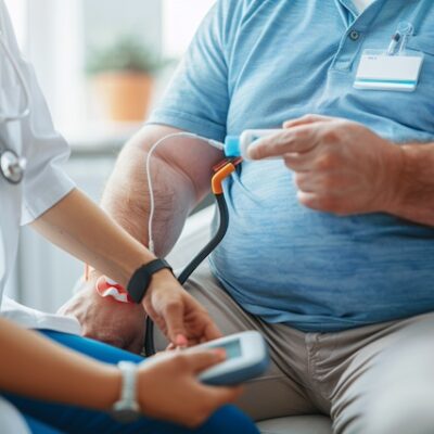 Man with obesity with his doctor.