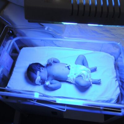 Baby in a newborn's ward.