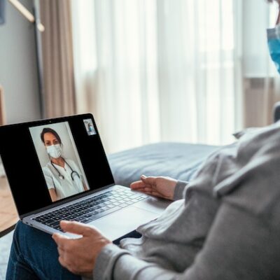 Patient seeing doctor remotely.