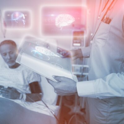 Doctor and patient AI concept image.
