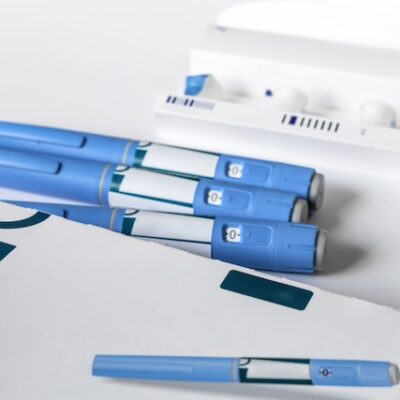 Ozempic pens on a table.