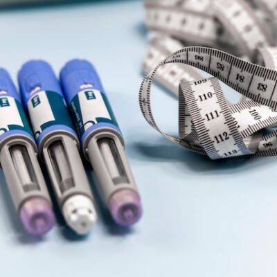 Ozempic Insulin injection pens and tape measure.