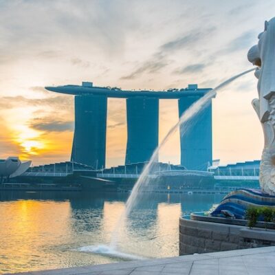 Singapore city skyline.