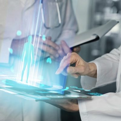 Physicians using artificial intelligence.