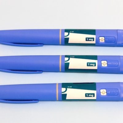 Close up of Ozempic pens - now on the WHO List of Essential Medicines 2025