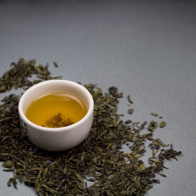 Green tea in a small cup.