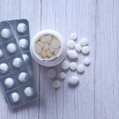 Top down view of a selection of pills.