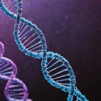 A blue DNA helix.