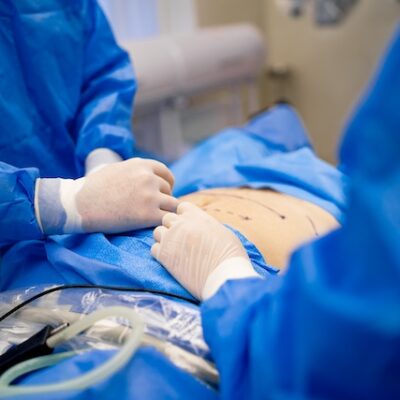 Patient with obesity receiving bariatric surgery.